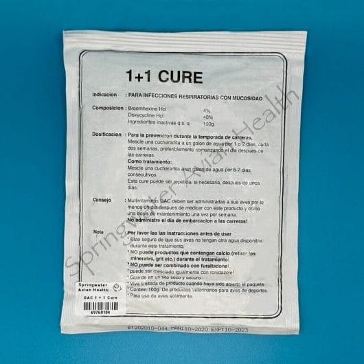 DAC 1 + 1 Cure Global Powder pouch back.
