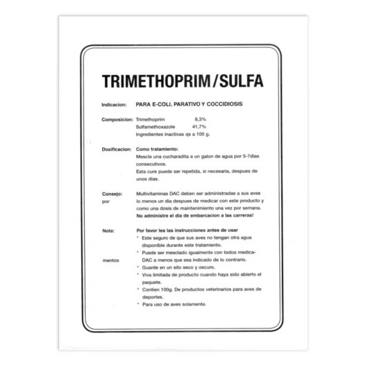 Back of Global Trimethoprim Sulfa Packet